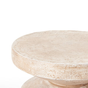 English Elm 15.16 Inch Handmade Mgo Tiered Round Side Table for Patio Balcony or Living Room N772P390766A