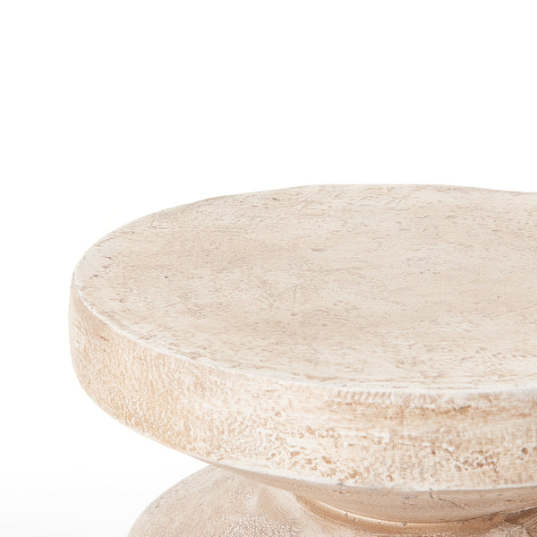 English Elm 15.16 Inch Handmade Mgo Tiered Round Side Table for Patio Balcony or Living Room N772P390766A