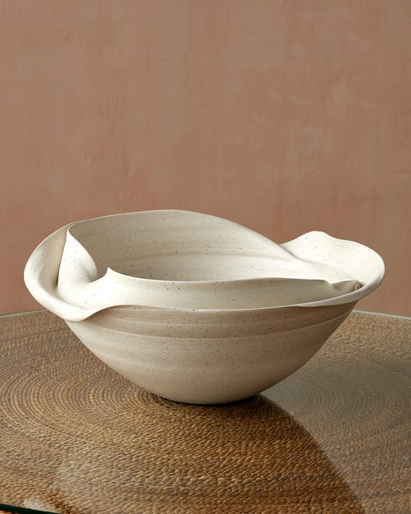 Currey & Company Grandeur Bowl - Handcrafted Beige Porcelain With Organic Artistry And Sculptural Movement Design White Porcelain 1200-1007-currey-company