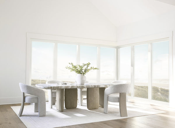 Bernhardt Bernhardt Open-Back Arcadia Arm Chair — Sculptural Clay Wood Back, Wire-Brushed Texture, Durable Fabric 334554