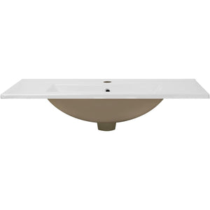 English Elm 30-inch White Ceramic Drop-in Sink for Minimalist Bathrooms with Pre-drilled Faucet W3151P360951
