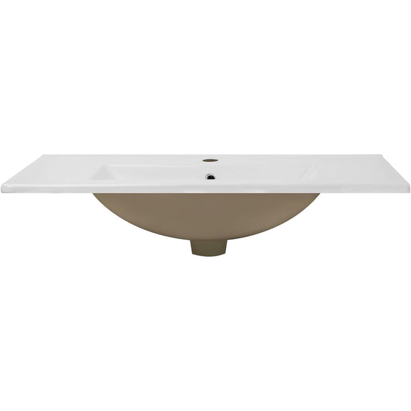 English Elm 30-inch White Ceramic Drop-in Sink for Minimalist Bathrooms with Pre-drilled Faucet W3151P360951