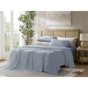 English Elm 4-piece Cal King Stretch Jersey Sheet Set Moisture Wicking Cooling Nylon Spandex Blend Blue B035P437417