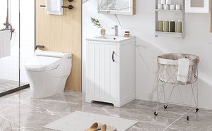 English Elm 20" Bathroom Vanity With Soft-Close Door, Ceramic Sink, Adjustable Shelves & Chic Storage Solutions N725P351852K