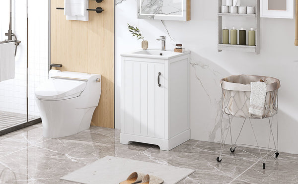 English Elm 20" Bathroom Vanity With Soft-Close Door, Ceramic Sink, Adjustable Shelves & Chic Storage Solutions N725P351852K