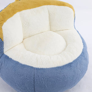 English Elm Oversized Multicolor Faux Fur Bean Bag Sofa – Cozy Lounger With Shredded Foam, No Assembly Needed! W3723P375714-GIGA