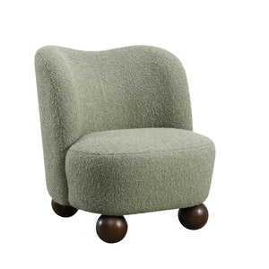 English Elm Contemporary Sculpted Barrel-Back Arm Chair with Smooth Casters, Neutral Textured Upholstery, Stylish Accent Seating Green 29 L x 32 W x 28 H B2741P401986