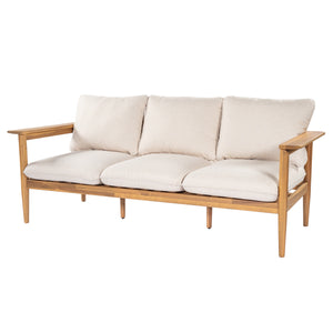 English Elm Terassi Solid Acacia Wood Patio Sofa with Teak Finish and Beige Cushioned Seating N775P370352T