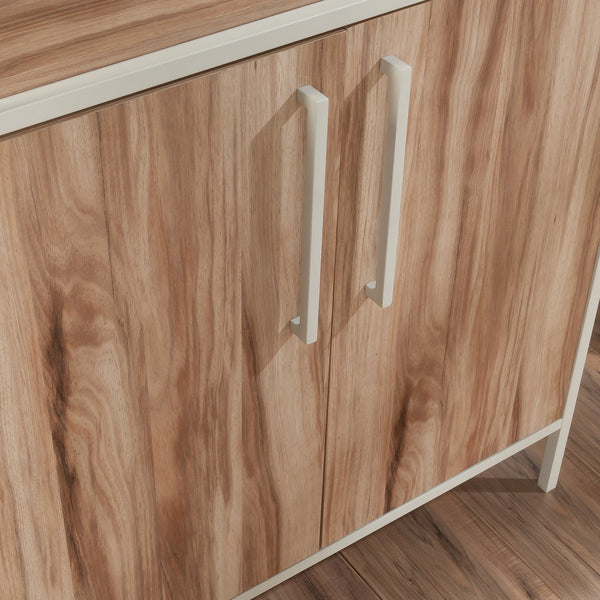 English Elm Bookcase With Doors - Versatile Brown-Finish Storage Solution For Modern Living Spaces & Offices B356P367797