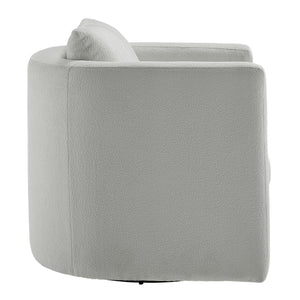 English Elm Sutton Upholstered Linen Swivel Barrel Chair with Pocket Coil Seat, Reversible Cushions & Stain-Resistant Fabric Gray B050P322590
