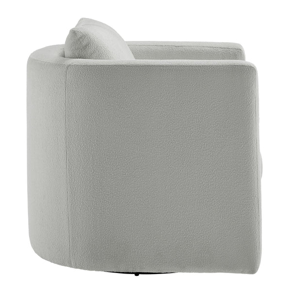 English Elm Sutton Upholstered Linen Swivel Barrel Chair with Pocket Coil Seat, Reversible Cushions & Stain-Resistant Fabric Gray B050P322590