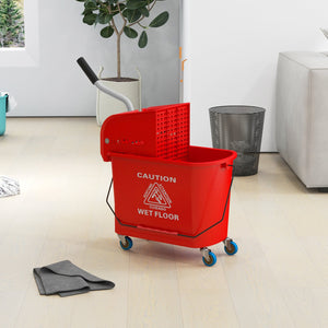 English Elm Homcom Rolling Mop Bucket 21 Quart with Wringer and Dual Chamber Water Separation W2225P217084