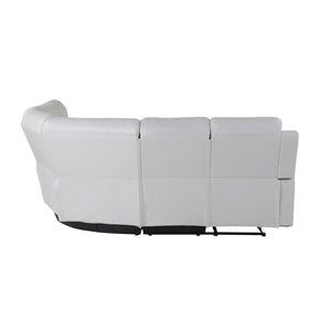 English Elm BLANCHE Plush Upholstered Left Arm Facing Sectional with Pillow-Top Arms, Manual Recline & Console Storage White 61 L x 29.52 W x 25.19 H B201S00382