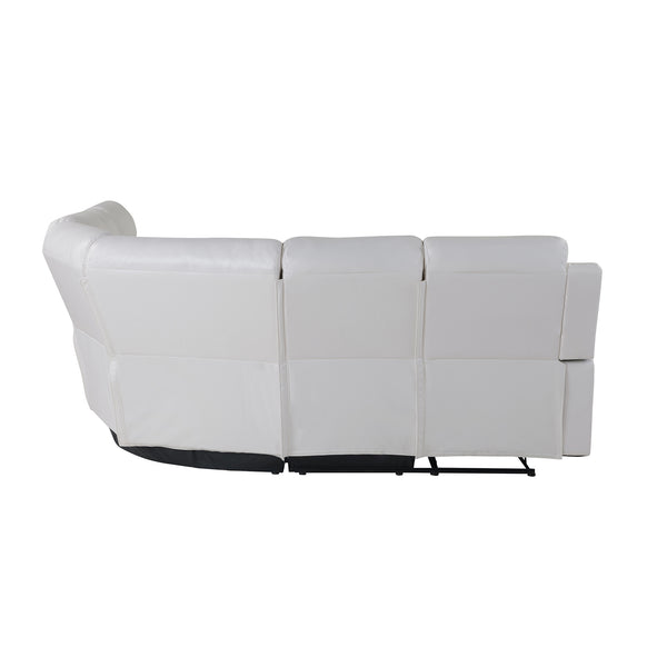 English Elm BLANCHE Plush Upholstered Left Arm Facing Sectional with Pillow-Top Arms, Manual Recline & Console Storage White 61 L x 29.52 W x 25.19 H B201S00382