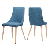 Christopher Knight Home® - Noble House - Sabina Mid Century Muted Blue Fabric Dining Chairs with Light Walnut Wood Finished Legs (Set of 2)