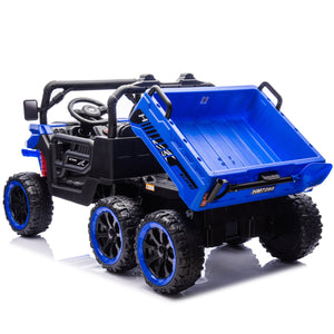 English Elm 24v Two Seat Kids Electric Dump Truck Six Wheel 4wd Utv with Parental Remote Blue W1578P268993