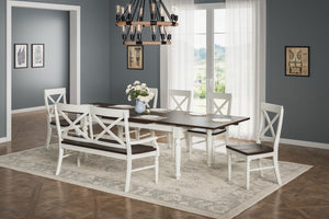 English Elm Wallace & Bay - Wallace Mountina Brown & White Bench — Solid Wood Country-Style 59" Seat, Dark Mocha & Antique White Finish B2709P212384