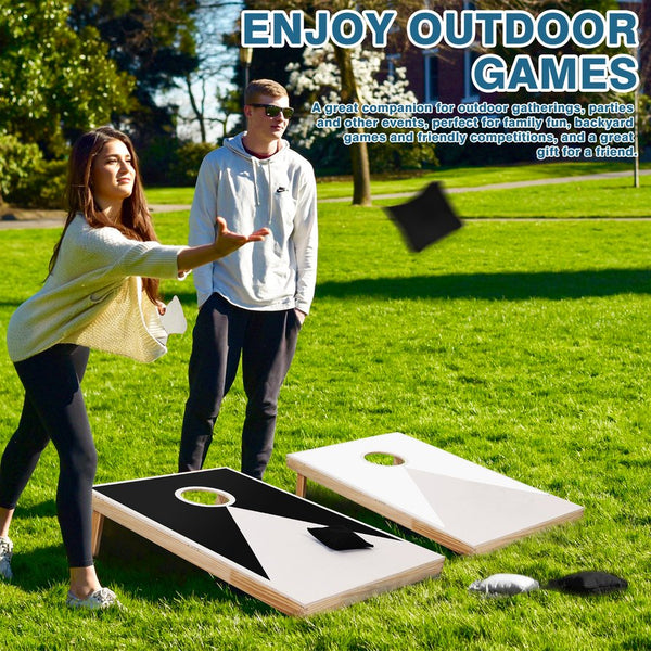 English Elm Solid Pine Regulation Cornhole Set with Uv Printed Boards and 8 All Weather Bean Bags W1790P195747
