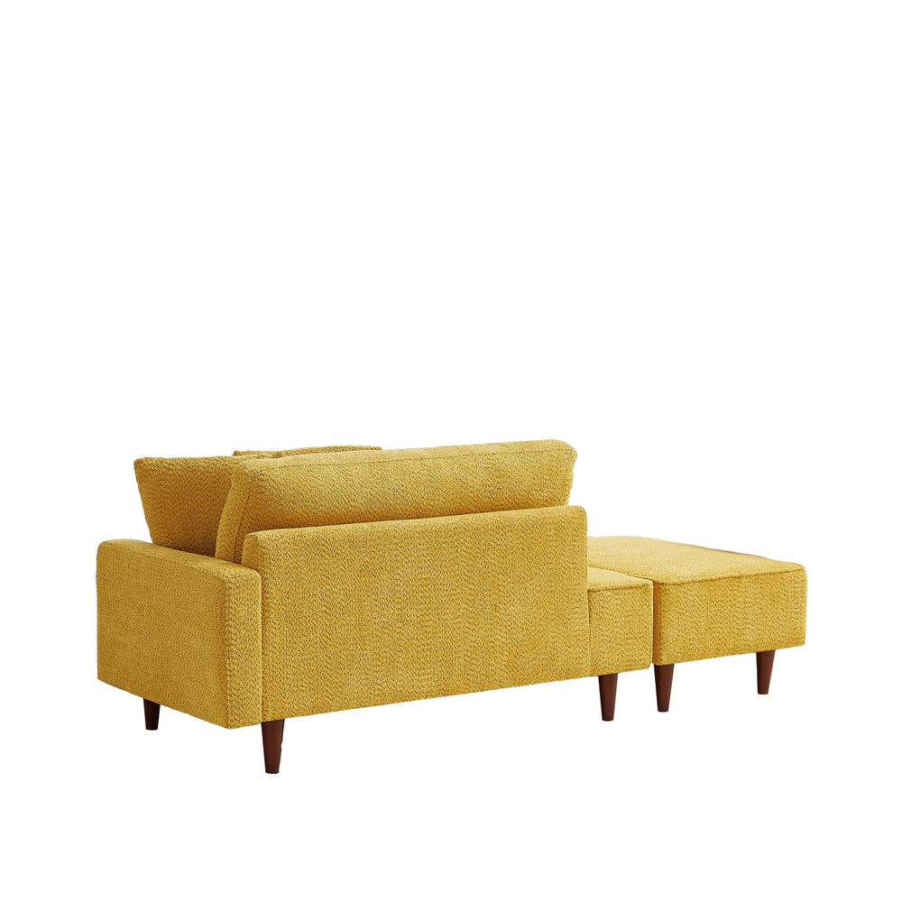 English Elm Indoor Boucle Chaise Lounge with Detachable Ottoman Convertible Daybed Bedroom Reading Nook Yellow W5515P438711
