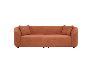 English Elm Christopher Knight Home® - 87" Curved Orange Bouclé Sofa: Sculptural Design, Plush Comfort, And Solid Durability For Modern Living Spaces N767P2323857A