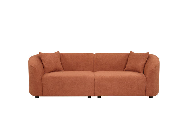 English Elm Christopher Knight Home® - 87" Curved Orange Bouclé Sofa: Sculptural Design, Plush Comfort, And Solid Durability For Modern Living Spaces N767P2323857A