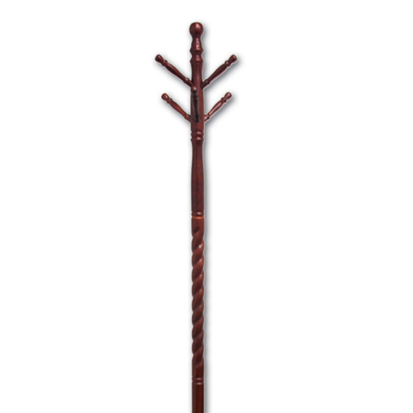 English Elm 71.5" Twist Wooden Standing Coat Rack with Cherry Finish — 71.5in Tree-Style Hat & Scarf Organizer, Lightweight B072115909