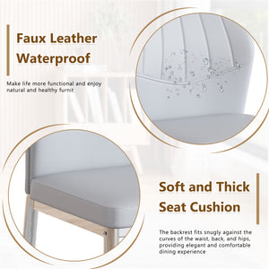 English Elm Set of 6 ergonomic dining chairs with shell-pattern back, 37" height, breathable tech fabric, sturdy metal legs and adjustable anti-slip feet for stable, comfortable seating during meals Light Gray,Silver W1151P359602