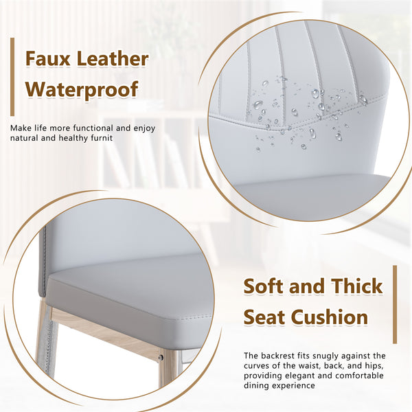 English Elm Set of 4 Brown Shell-Pattern Dining Chairs with Ergonomic Tech Fabric, Sturdy Metal Legs, 37" Light Gray,Silver W1151P359601