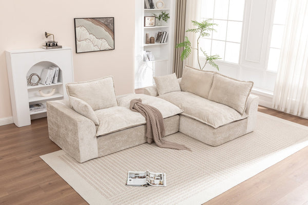 English Elm 103" Modern Modular L-Shaped Sectional Couch - Cloud-Like Comfort, No Assembly, Premium Chenille Upholstery W1170S00039