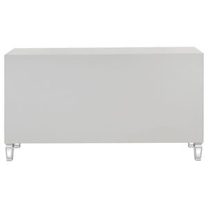 English Elm Gabrielle Silver Mirrored 3-Drawer Accent Cabinet with Two-Tier Display, Bright Reflective Storage Elegance B062P328633