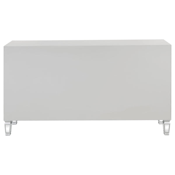 English Elm Gabrielle Silver Mirrored 3-Drawer Accent Cabinet with Two-Tier Display, Bright Reflective Storage Elegance B062P328633