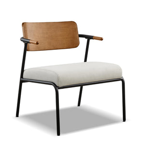 English Elm Jennifer Taylor Home - Kelvin Cream Upholstered Accent Arm Chair with Black Metal Frame, Mid-Back, Compact Comfort B2719P328582