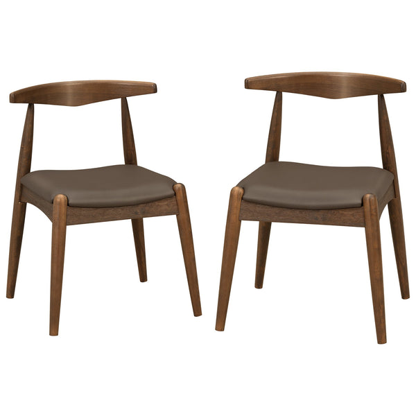 English Elm [video] Rubberwood Dining Chairs Set of 2 Faux Leather Ergonomic Retro Splayed Leg Design Brown,Walnut N759P386879D