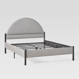 Queen Metal and Upholstered Bed with Arched Headboard Grey GASB5CGY Walker Edison