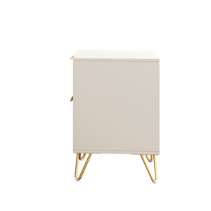 English Elm Set of 2 Wall Mounted Nightstands Gold Legs Geometric Embossed Drawers Bedroom W2948P337510