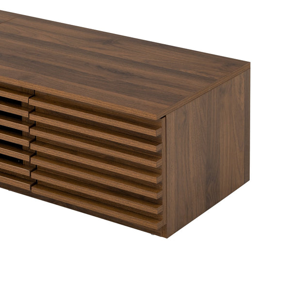 English Elm 70 Inch Walnut Media Console Low Profile Tv Stand with Soft Close Flip Doors N710P374711P