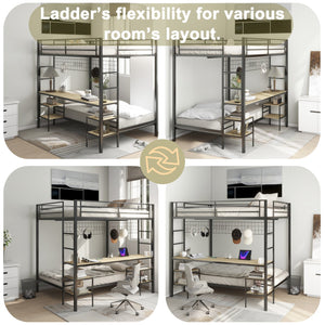 English Elm Ethan Full Over Twin Bunk Bed With Desk, Charging Station & Safety Guard For Smart Room Solutions B083S00006
