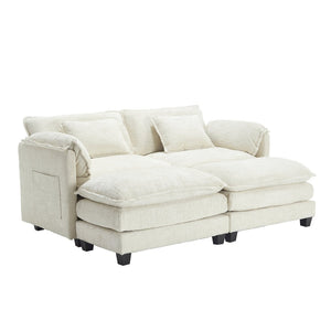 English Elm United Cozy Two-Seat Chenille Sofa With Detachable Armrests, Footstools, And Side Pockets For Comfort P2 W1568S00137-GIGA
