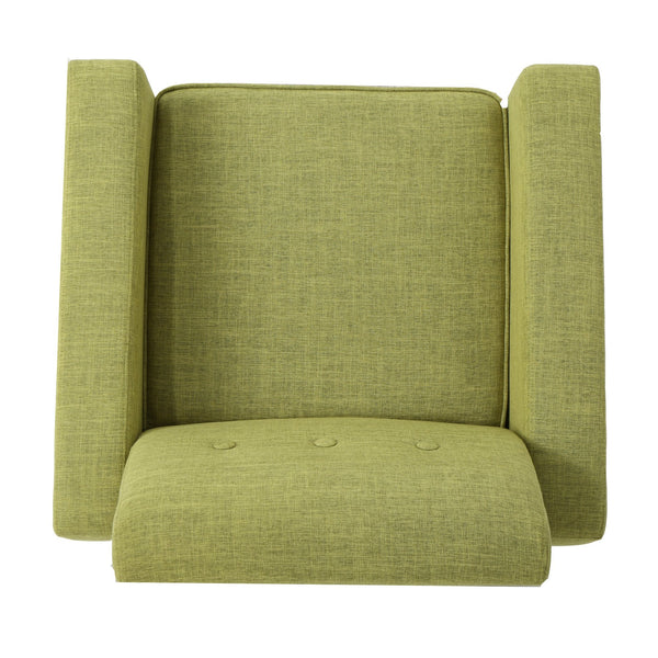 English Elm Christopher Knight Home® - CLUB Modern Fabric Club Chair with Plush Polyester Upholstery and Rubber Wood Legs for Living Room Comfort Green 31.5 L x 28.5 W x 18.75 H 61237.00MGRN