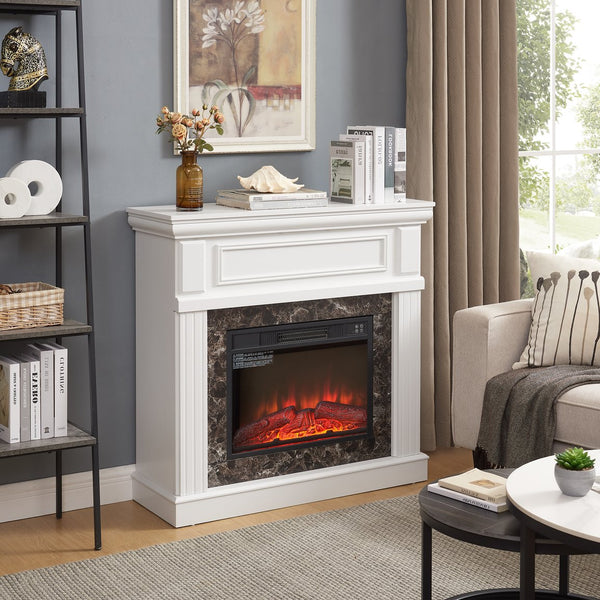 English Elm Electric Fireplace With Classic Mantel Surround, 3D Flame, Remote Control & Adjustable Heat Settings W1758S00031