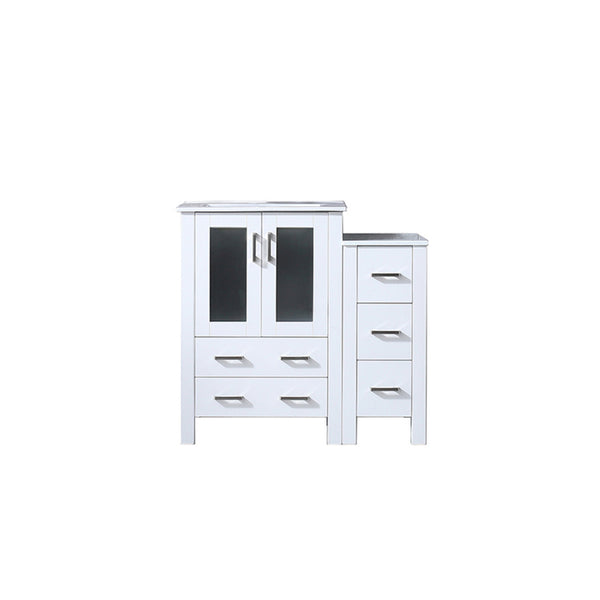 English Elm Volez White 36" Single Bath Vanity with Side Cabinet, Solid Wood, Soft-Close Drawers, Ceramic Top B2731P337011