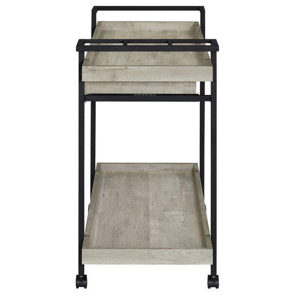 English Elm Begonia Farmhouse Bar Cart with Driftwood Finish Bottle Storage and Rolling Casters B062P451838