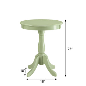 English Elm Light Cottage Side Table with Turned Pedestal Base, Solid Wood Accent Table in Soft Green for Cozy Spaces B062P189132