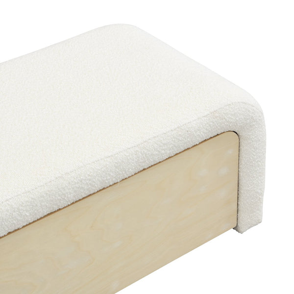 English Elm Christopher Knight Home® - Upholstered Ottoman With Storage Drawer - Chic Boucle Fabric, Solid Wood, Versatile Seating Solution N757P303234W