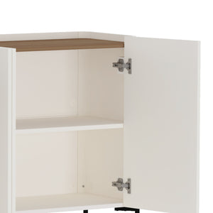 English Elm Abbey 67" Sideboard in Maple and Off White with Soft-Close Doors, Adjustable Shelves, Modern Tray Top Brown+White B365S00111