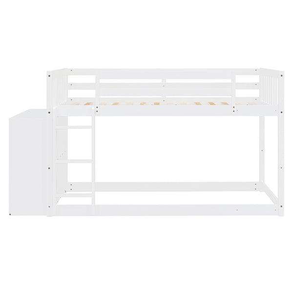 English Elm Twin Over Bunk Bed with Four Storage Drawers Open Shelving Kids Bedroom White LT000167AAK-1