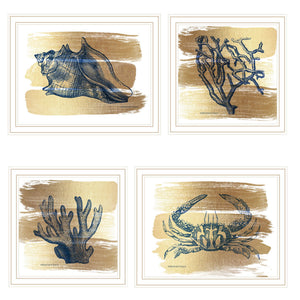 English Elm Trendy Decor 4u Gold Sea Four Panel White Framed Coastal Wall Art Set for Any Room B067P255240