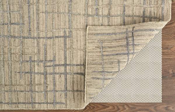 Feizy Rugs Kirkwood Hand Woven Viscose/Wool Rug With High-low Pile, Abstract Design For Elegant Home Decor Tan,Silver Viscose,Wool T08t8001bgeslvp00