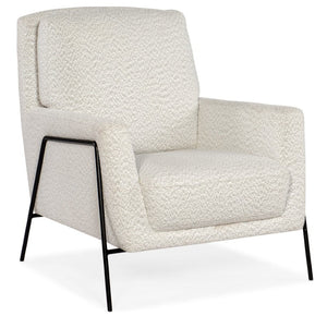 Hooker Furniture Amette Modern Metal Frame Club Chair With Plush Woolens Snow Upholstery — Sleek Low-Slung Comfort CC452-401