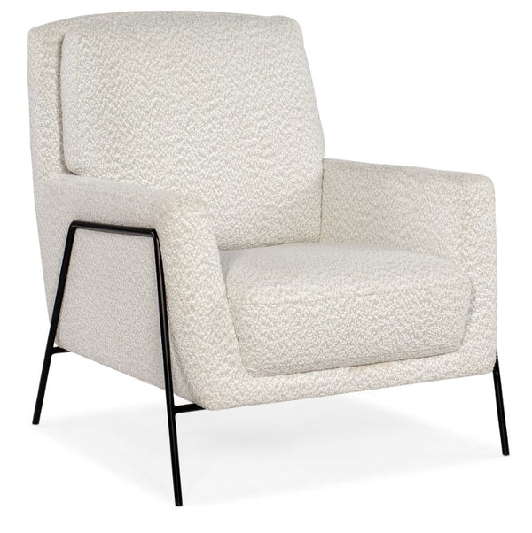 Hooker Furniture Amette Modern Metal Frame Club Chair With Plush Woolens Snow Upholstery — Sleek Low-Slung Comfort CC452-401